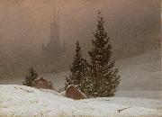 Caspar David Friedrich Winter Landscape with Church (mk10) oil painting on canvas